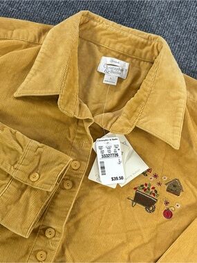 Christopher Banks Embroidered Corduroy Shacket Cottagecore Grandmacore NWT Sz L
